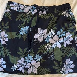 Speedo S Floral Black and Green Swim Shorts